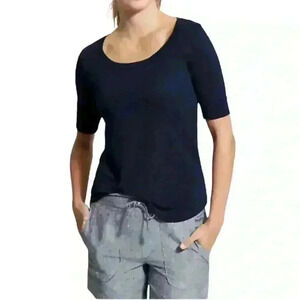 Athleta Elbow Sleeve Navy Blue Tee Size XXS